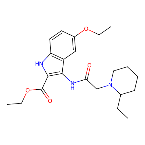 ethyl 5-ethoxy-3-{[(2-ethylpiperidin-1-yl)acetyl]amino}-1H-indole-2-carboxylate structure