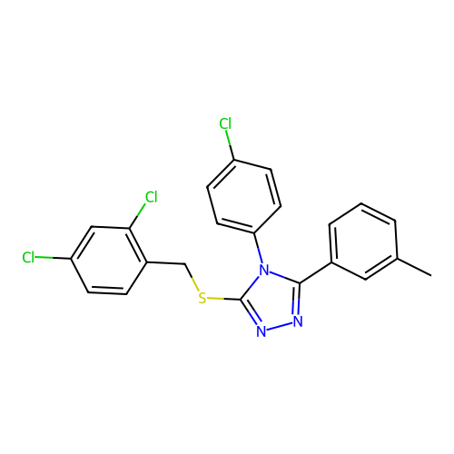 4-(4-chlorophenyl)-3-[(2,4-dichlorophenyl)methylsulfanyl]-5-(3-methylphenyl)-1,2,4-triazole structure