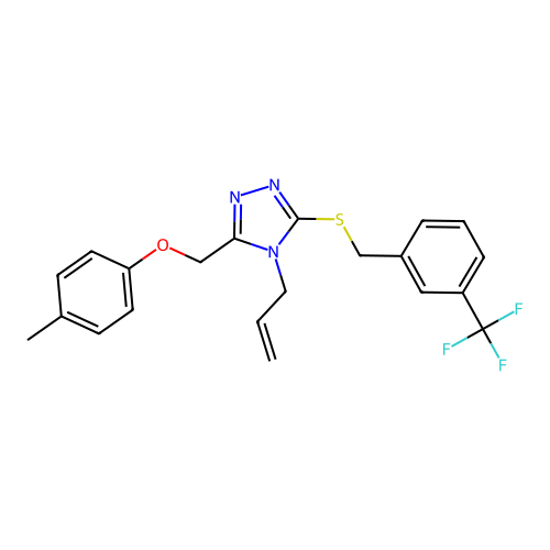 4-allyl-3-((p-tolyloxy)methyl)-5-((3-(trifluoromethyl)benzyl)thio)-4H-1,2,4-triazole structure