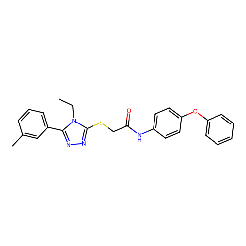 2-[[4-ethyl-5-(3-methylphenyl)-1,2,4-triazol-3-yl]sulfanyl]-N-(4-phenoxyphenyl)acetamide structure