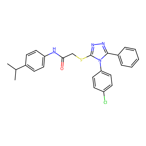 2-[[4-(4-chlorophenyl)-5-phenyl-1,2,4-triazol-3-yl]sulfanyl]-N-(4-propan-2-ylphenyl)acetamide structure