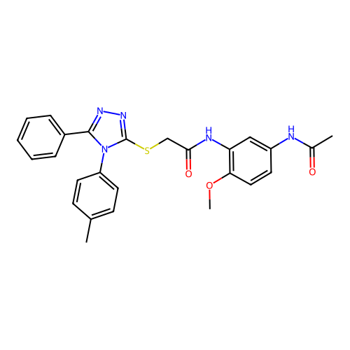 N-(5-acetamido-2-methoxyphenyl)-2-((5-phenyl-4-(p-tolyl)-4H-1,2,4-triazol-3-yl)thio)acetamide structure