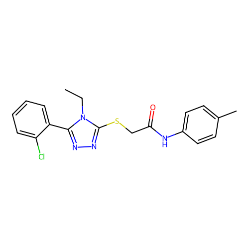 2-((5-(2-chlorophenyl)-4-ethyl-4H-1,2,4-triazol-3-yl)thio)-N-(p-tolyl)acetamide structure