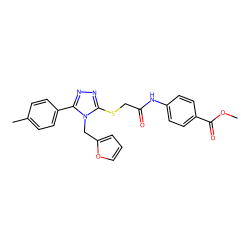 methyl 4-(2-((4-(furan-2-ylmethyl)-5-(p-tolyl)-4H-1,2,4-triazol-3-yl)thio)acetamido)benzoate structure