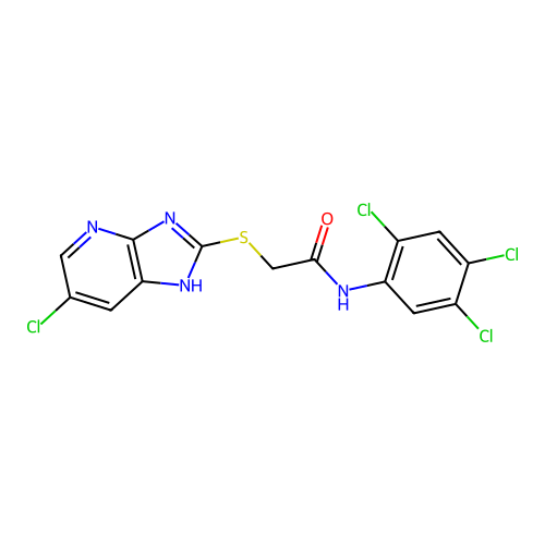 2-[(6-chloro-1H-imidazo[4,5-b]pyridin-2-yl)sulfanyl]-N-(2,4,5-trichlorophenyl)acetamide structure