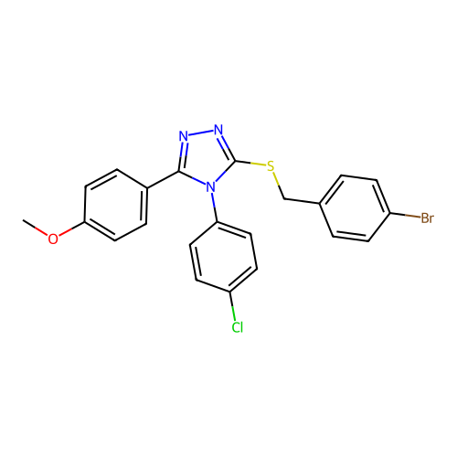 3-[(4-bromophenyl)methylsulfanyl]-4-(4-chlorophenyl)-5-(4-methoxyphenyl)-1,2,4-triazole structure