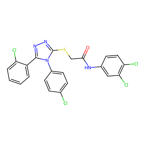 2-{[5-(2-chlorophenyl)-4-(4-chlorophenyl)-4H-1,2,4-triazol-3-yl]sulfanyl}-N-(3,4-dichlorophenyl)acetamide structure