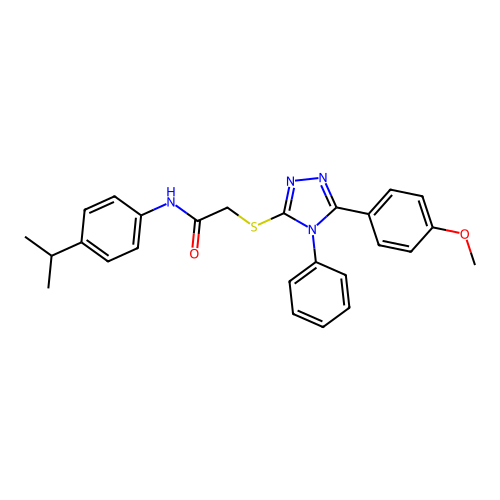 2-[[5-(4-methoxyphenyl)-4-phenyl-1,2,4-triazol-3-yl]sulfanyl]-N-(4-propan-2-ylphenyl)acetamide structure