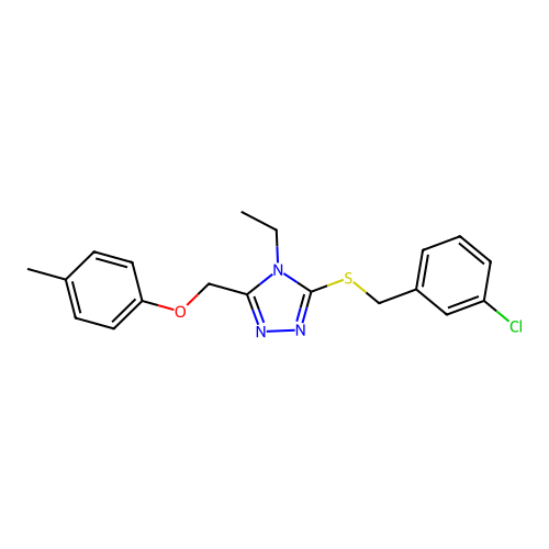 1-({5-[(3-chlorophenyl)methylthio]-4-ethyl(1,2,4-triazol-3-yl)}methoxy)-4-meth ylbenzene structure