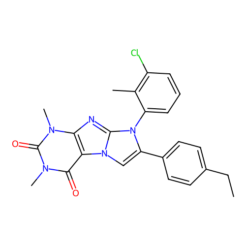 8-(3-chloro-2-methylphenyl)-7-(4-ethylphenyl)-1,3-dimethyl-1H-imidazo[2,1-f]purine-2,4(3H,8H)-dione structure