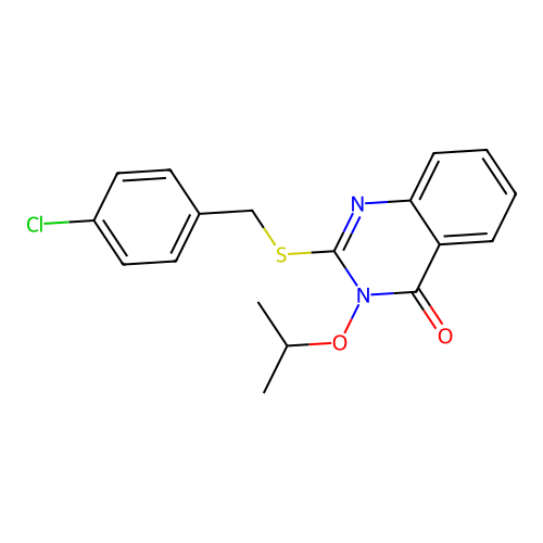 2-[(4-chlorobenzyl)sulfanyl]-3-(propan-2-yloxy)quinazolin-4(3H)-one structure