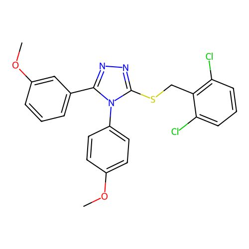 3-[(2,6-dichlorophenyl)methylsulfanyl]-5-(3-methoxyphenyl)-4-(4-methoxyphenyl)-1,2,4-triazole structure