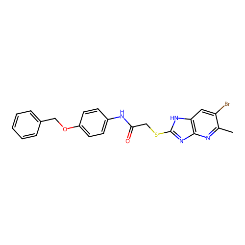 2-[(6-bromo-5-methyl-1H-imidazo[4,5-b]pyridin-2-yl)sulfanyl]-N-(4-phenylmethoxyphenyl)acetamide structure