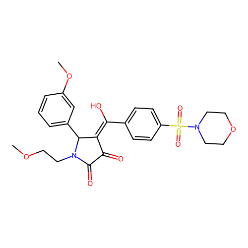 (4E)-4-[hydroxy-(4-morpholin-4-ylsulfonylphenyl)methylidene]-1-(2-methoxyethyl)-5-(3-methoxyphenyl)pyrrolidine-2,3-dione structure