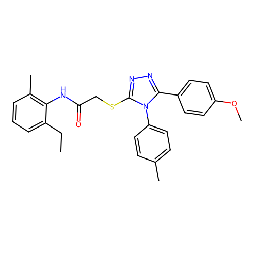 N-(2-ethyl-6-methylphenyl)-2-{[5-(4-methoxyphenyl)-4-(4-methylphenyl)-4H-1,2,4-triazol-3-yl]sulfanyl}acetamide structure