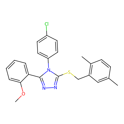 4-(4-chlorophenyl)-3-[(2,5-dimethylphenyl)methylsulfanyl]-5-(2-methoxyphenyl)-1,2,4-triazole structure