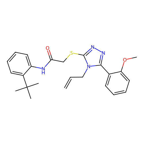 N-(2-tert-butylphenyl)-2-{[5-(2-methoxyphenyl)-4-(prop-2-en-1-yl)-4H-1,2,4-triazol-3-yl]sulfanyl}acetamide structure