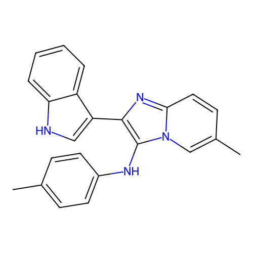 2-(1H-indol-3-yl)-6-methyl-N-(4-methylphenyl)imidazo[1,2-a]pyridin-3-amine structure