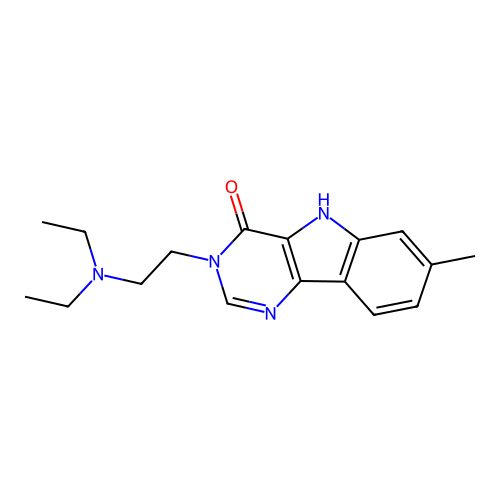 3-[2-(diethylamino)ethyl]-7-methyl-3,5-dihydro-4H-pyrimido[5,4-b]indol-4-one structure