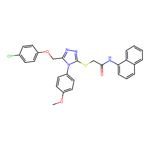 2-((5-((4-chlorophenoxy)methyl)-4-(4-methoxyphenyl)-4H-1,2,4-triazol-3-yl)thio)-N-(naphthalen-1-yl)acetamide structure