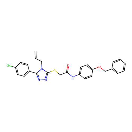 N-[4-(benzyloxy)phenyl]-2-{[5-(4-chlorophenyl)-4-(prop-2-en-1-yl)-4H-1,2,4-triazol-3-yl]sulfanyl}acetamide structure