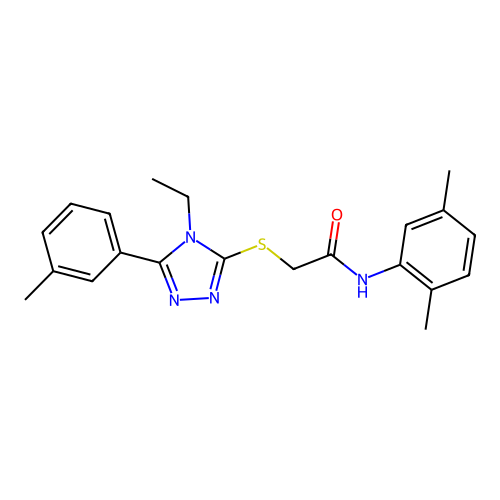 N-(2,5-dimethylphenyl)-2-{[4-ethyl-5-(3-methylphenyl)-4H-1,2,4-triazol-3-yl]sulfanyl}acetamide structure