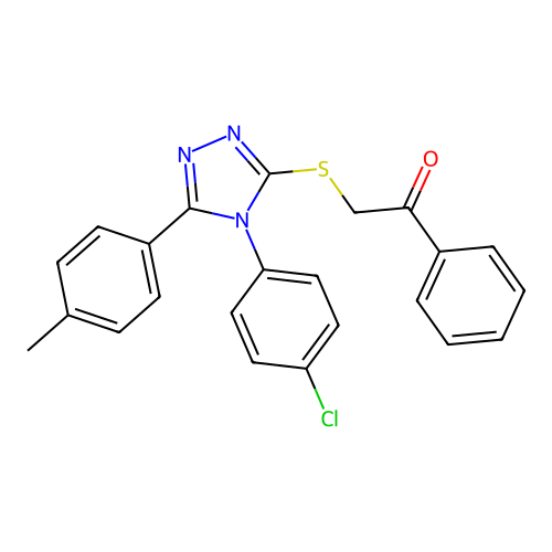 2-((4-(4-chlorophenyl)-5-(p-tolyl)-4H-1,2,4-triazol-3-yl)thio)-1-phenylethanone structure