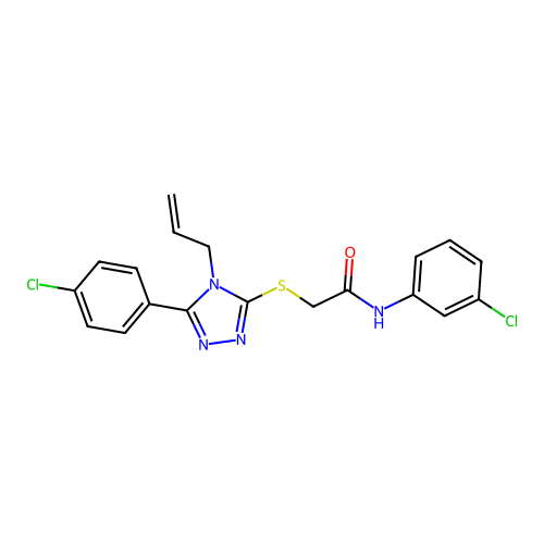 N-(3-chlorophenyl)-2-[[5-(4-chlorophenyl)-4-prop-2-enyl-1,2,4-triazol-3-yl]sulfanyl]acetamide structure