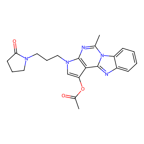 5-methyl-3-[3-(2-oxopyrrolidin-1-yl)propyl]-3H-pyrrolo[2',3':4,5]pyrimido[1,6-a]benzimidazol-1-yl acetate structure