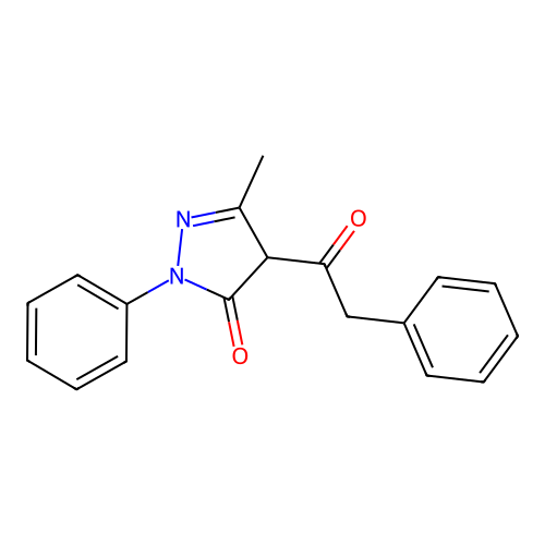 3-Methyl-1-phenyl-4-(2-phenylacetyl)-2-pyrazolin-5-one structure