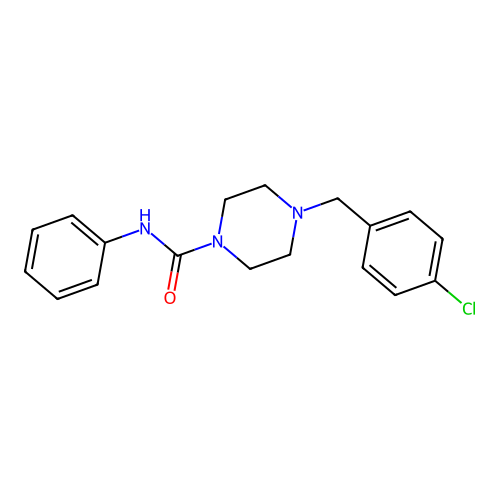 4-[(4-chlorophenyl)methyl]-N-phenylpiperazine-1-carboxamide structure