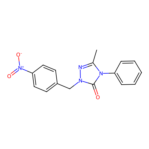 5-methyl-2-(4-nitrobenzyl)-4-phenyl-2,4-dihydro-3H-1,2,4-triazol-3-one structure