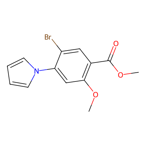 methyl 5-bromo-2-methoxy-4-(1H-pyrrol-1-yl)benzenecarboxylate structure