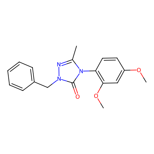 2-Benzyl-4-(2,4-dimethoxyphenyl)-5-methyl-1,2,4-triazol-3-one structure