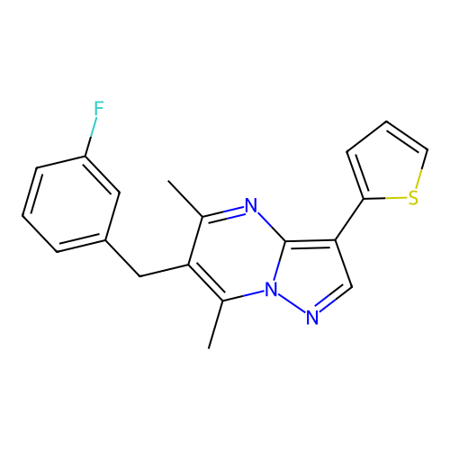 6-(3-Fluorobenzyl)-5,7-dimethyl-3-(2-thienyl)pyrazolo[1,5-a]pyrimidine structure