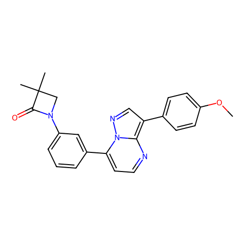1-{3-[3-(4-methoxyphenyl)pyrazolo[1,5-a]pyrimidin-7-yl]phenyl}-3,3-dimethyl-2-azetanone structure