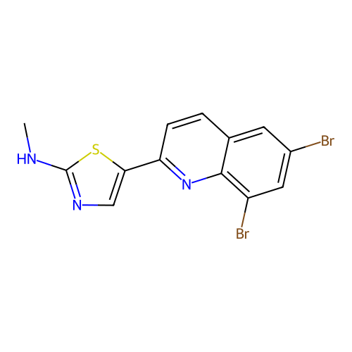 N-[5-(6,8-dibromo-2-quinolinyl)-1,3-thiazol-2-yl]-N-methylamine structure