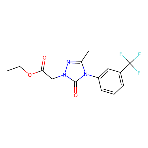 ethyl 2-{3-methyl-5-oxo-4-[3-(trifluoromethyl)phenyl]-4,5-dihydro-1H-1,2,4-triazol-1-yl}acetate structure