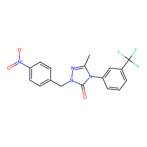 5-methyl-2-(4-nitrobenzyl)-4-[3-(trifluoromethyl)phenyl]-2,4-dihydro-3H-1,2,4-triazol-3-one structure