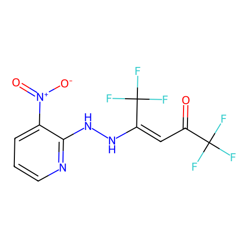(Z)-1,1,1,5,5,5-hexafluoro-4-hydroxy-3-penten-2-one N-(3-nitro-2-pyridinyl)hydrazone structure