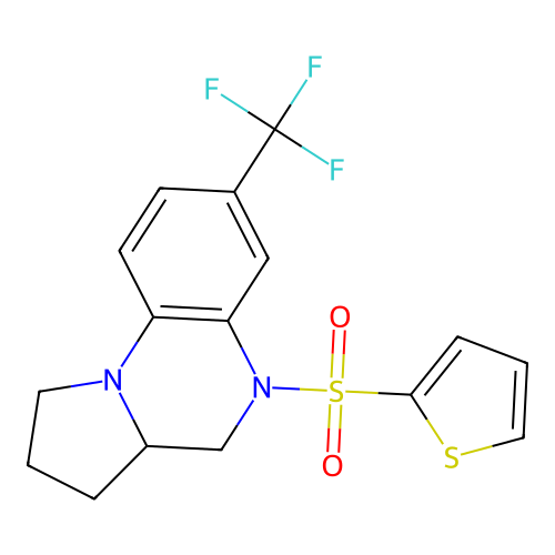 5-(2-thienylsulfonyl)-7-(trifluoromethyl)-1,2,3,3a,4,5-hexahydropyrrolo[1,2-a]quinoxaline structure