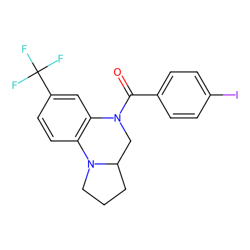 (4-iodophenyl)[7-(trifluoromethyl)-2,3,3a,4-tetrahydropyrrolo[1,2-a]quinoxalin-5(1H)-yl]methanone structure