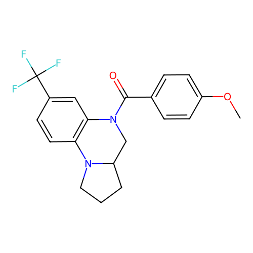 (4-methoxyphenyl)[7-(trifluoromethyl)-2,3,3a,4-tetrahydropyrrolo[1,2-a]quinoxalin-5(1H)-yl]methanone structure