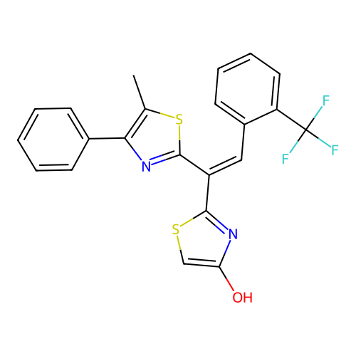 2-[1-(5-methyl-4-phenyl-1,3-thiazol-2-yl)-2-[2-(trifluoromethyl)phenyl]ethenyl]-1,3-thiazol-4-ol structure