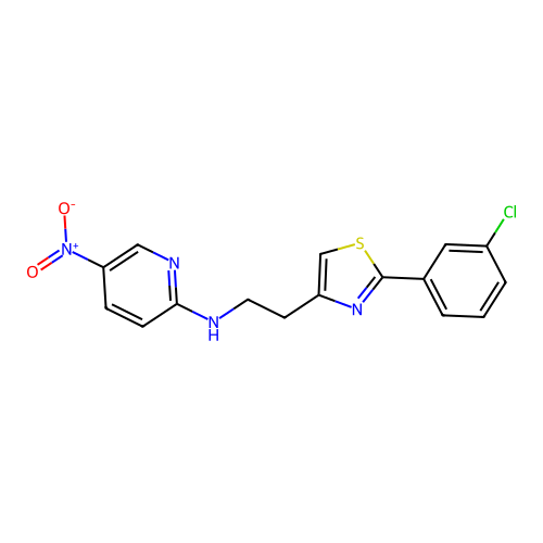 N-{2-[2-(3-chlorophenyl)-1,3-thiazol-4-yl]ethyl}-5-nitro-2-pyridinamine structure