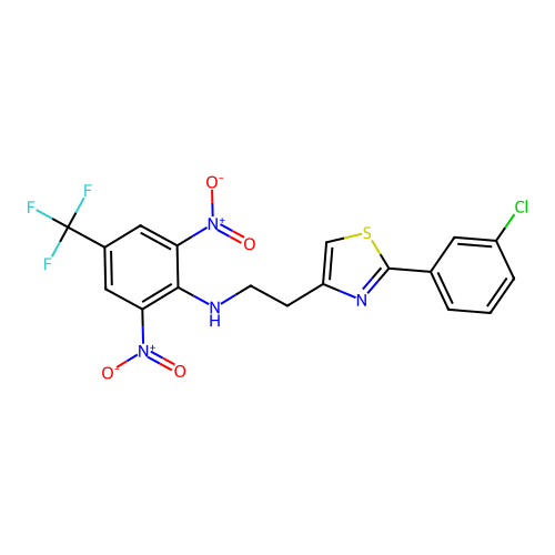 N-{2-[2-(3-chlorophenyl)-1,3-thiazol-4-yl]ethyl}-2,6-dinitro-4-(trifluoromethyl)aniline structure