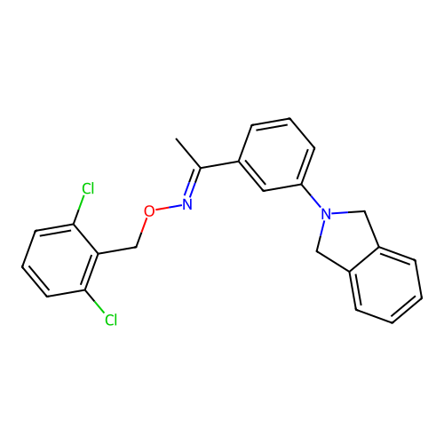 N-[(2,6-dichlorophenyl)methoxy]-1-[3-(1,3-dihydroisoindol-2-yl)phenyl]ethanimine structure