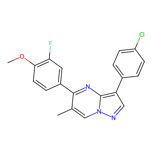 3-(4-chlorophenyl)-5-(3-fluoro-4-methoxyphenyl)-6-methylpyrazolo[1,5-a]pyrimidine structure
