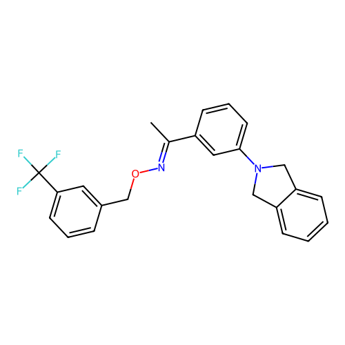 1-[3-(1,3-dihydro-2H-isoindol-2-yl)phenyl]-1-ethanone O-[3-(trifluoromethyl)benzyl]oxime structure