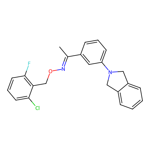 1-[3-(1,3-dihydro-2H-isoindol-2-yl)phenyl]-1-ethanone O-(2-chloro-6-fluorobenzyl)oxime structure
